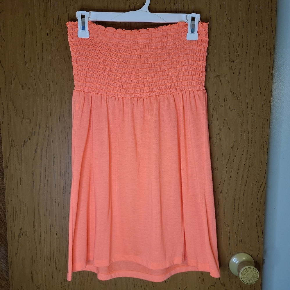 Orange shirred top